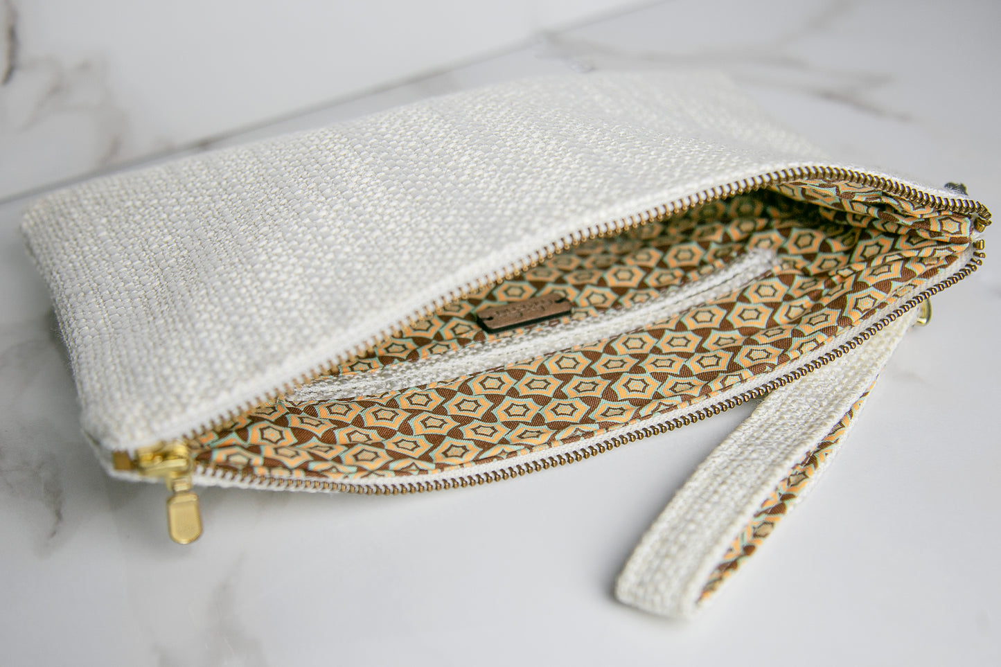 Pochette poignée amovible | Texture Blanche