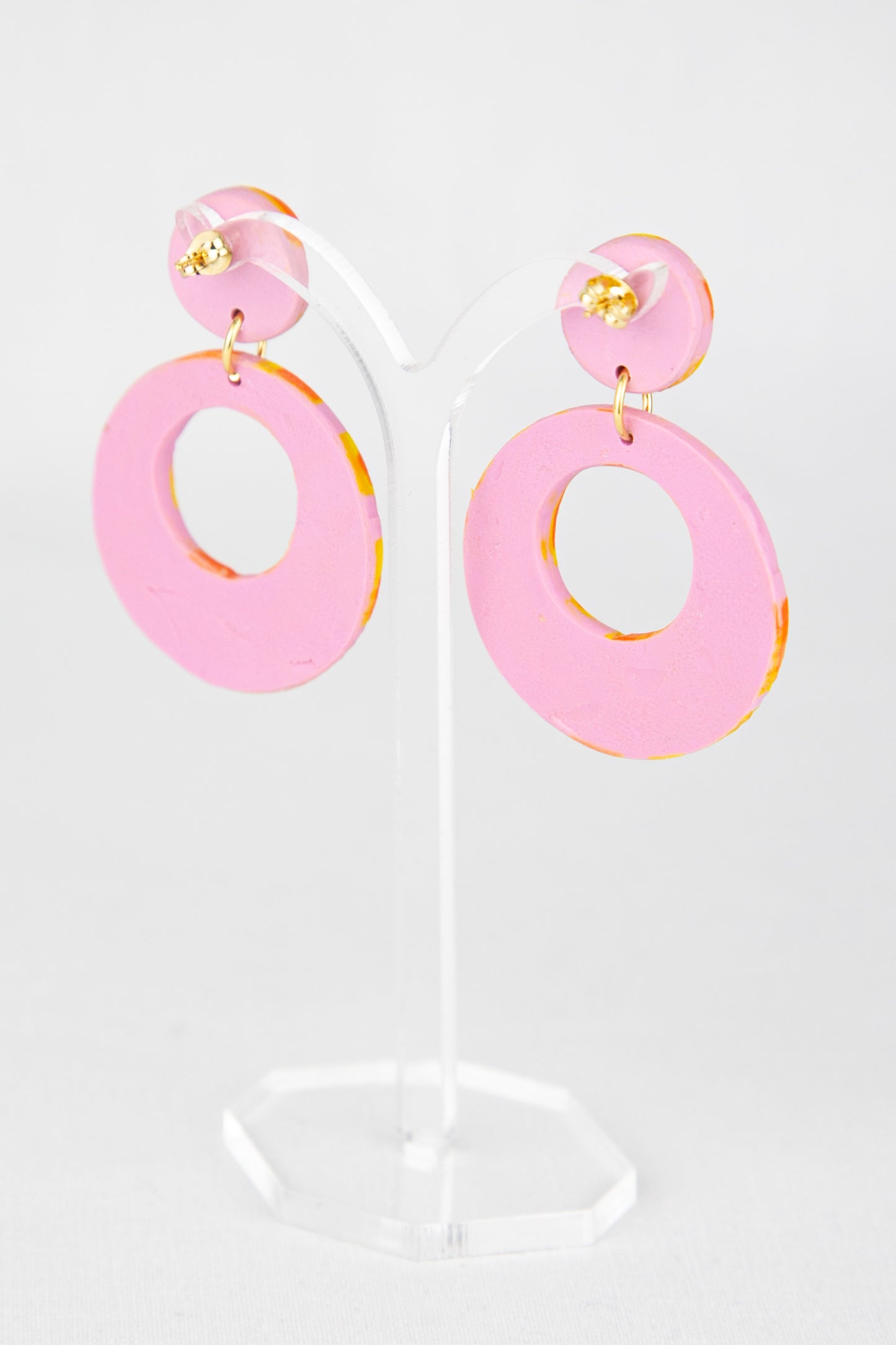 Boucles d'oreilles | Ronds - Motif léopard rose