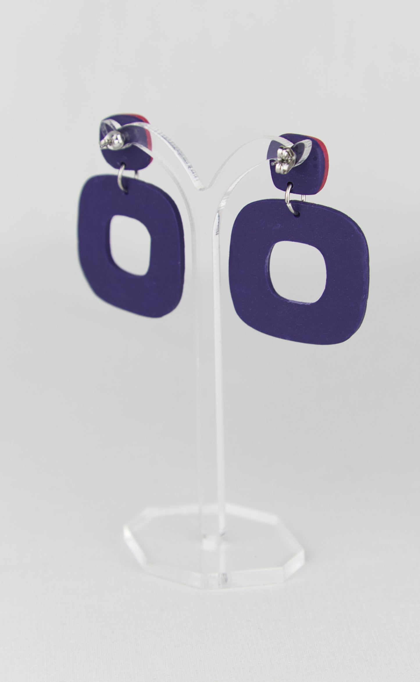 Boucles d'oreilles | Squircles - Color Block Bleu/Rose