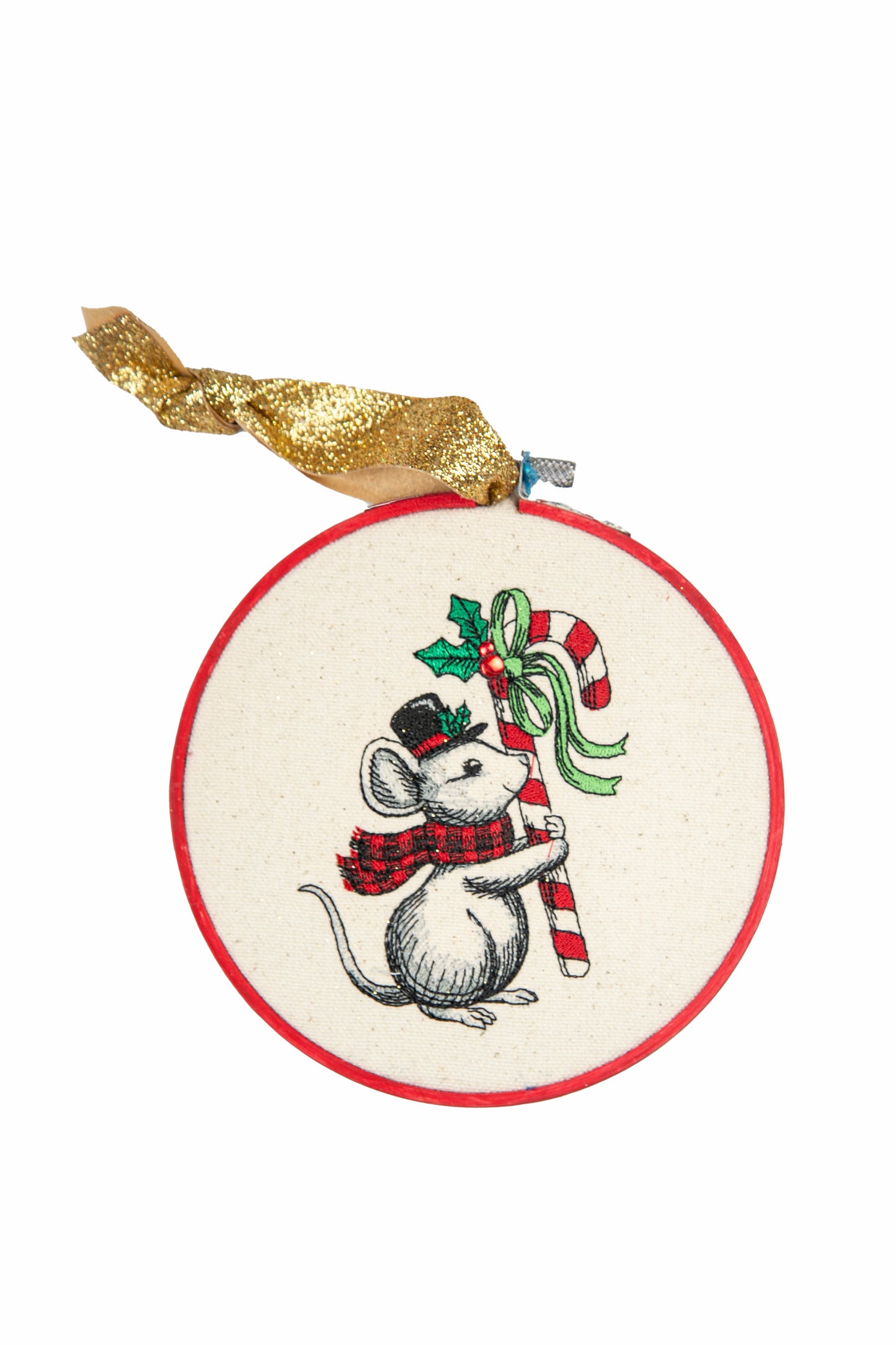 Décoration murale | Cercle brodé - Souris