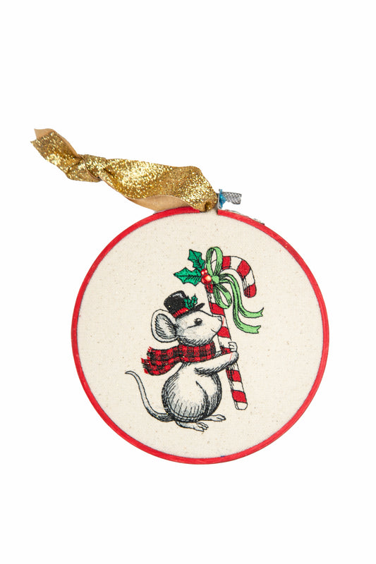 Décoration murale | Cercle brodé - Souris