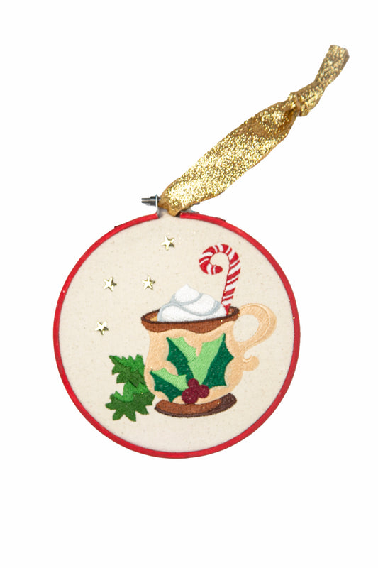 Décoration murale | Cercle brodé - Tasse