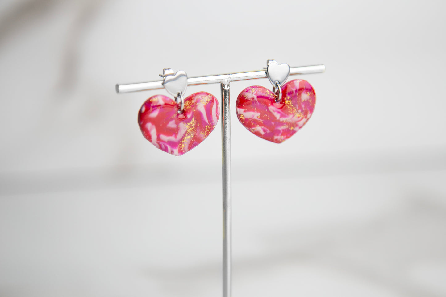 Boucles d'oreilles | Coeurs - Effet marbré