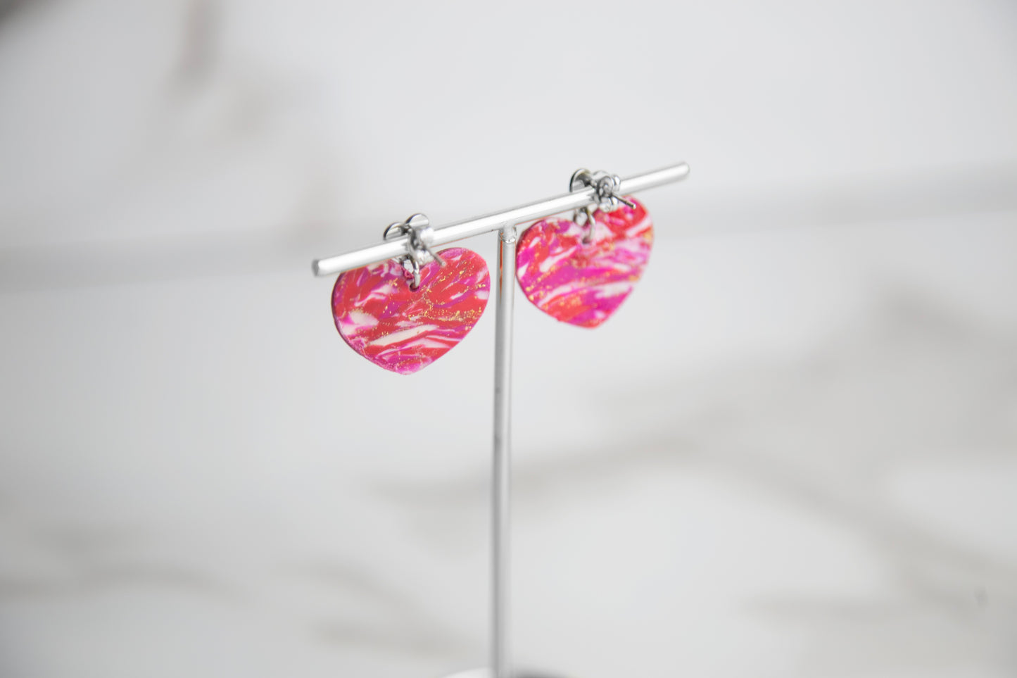 Boucles d'oreilles | Coeurs - Effet marbré