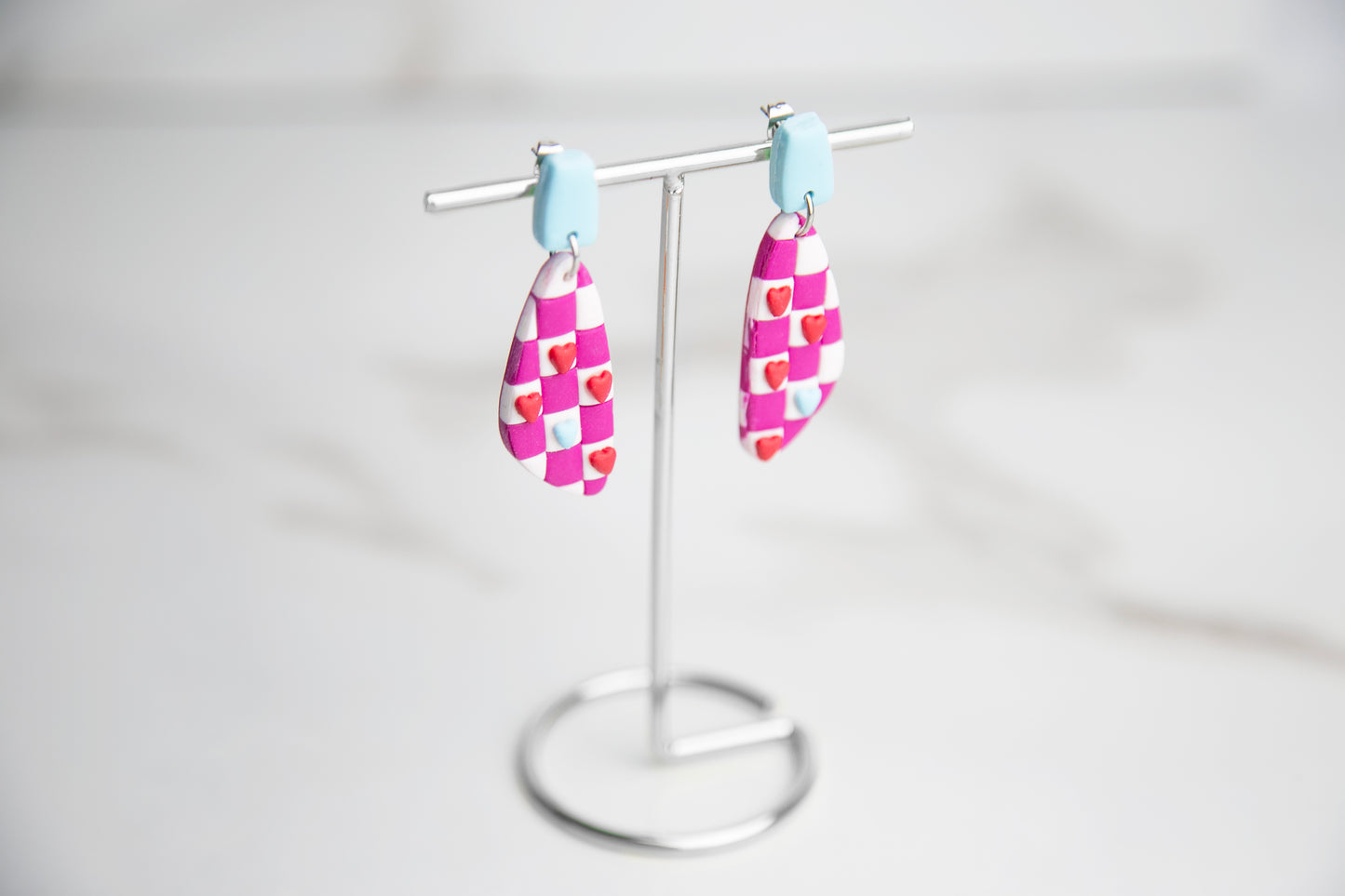 Boucles d'oreilles | Damiers de coeurs