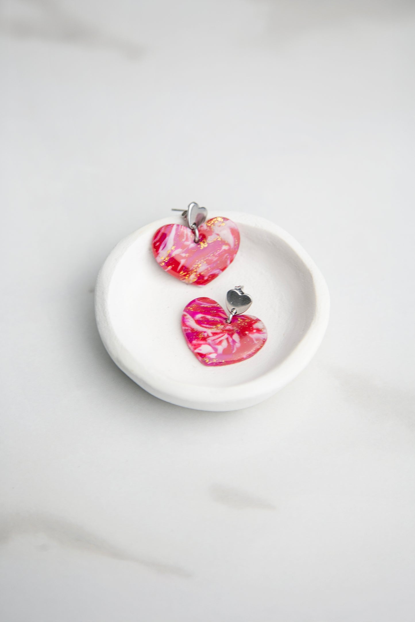 Boucles d'oreilles | Coeurs - Effet marbré