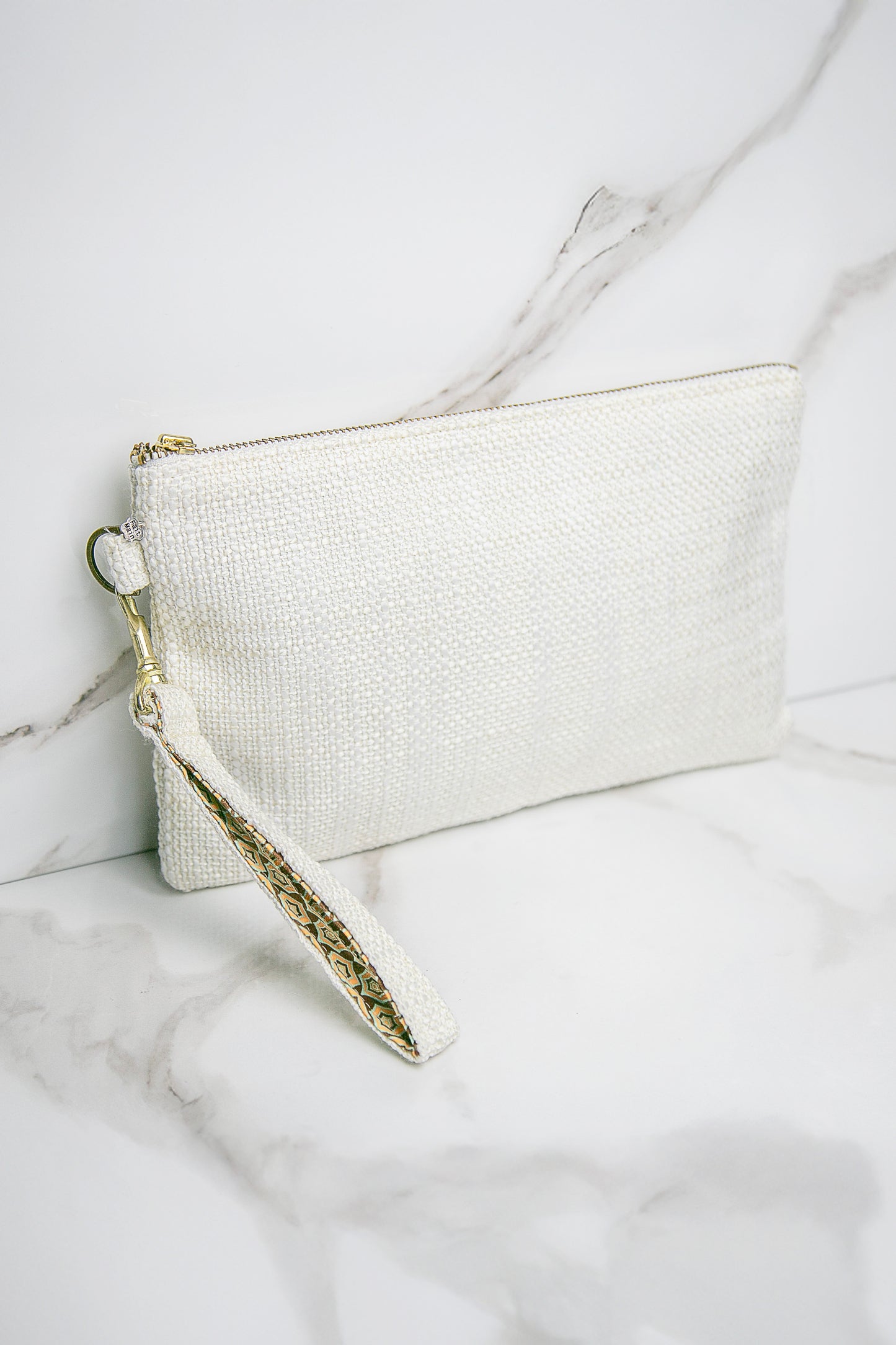 Pochette poignée amovible | Texture Blanche