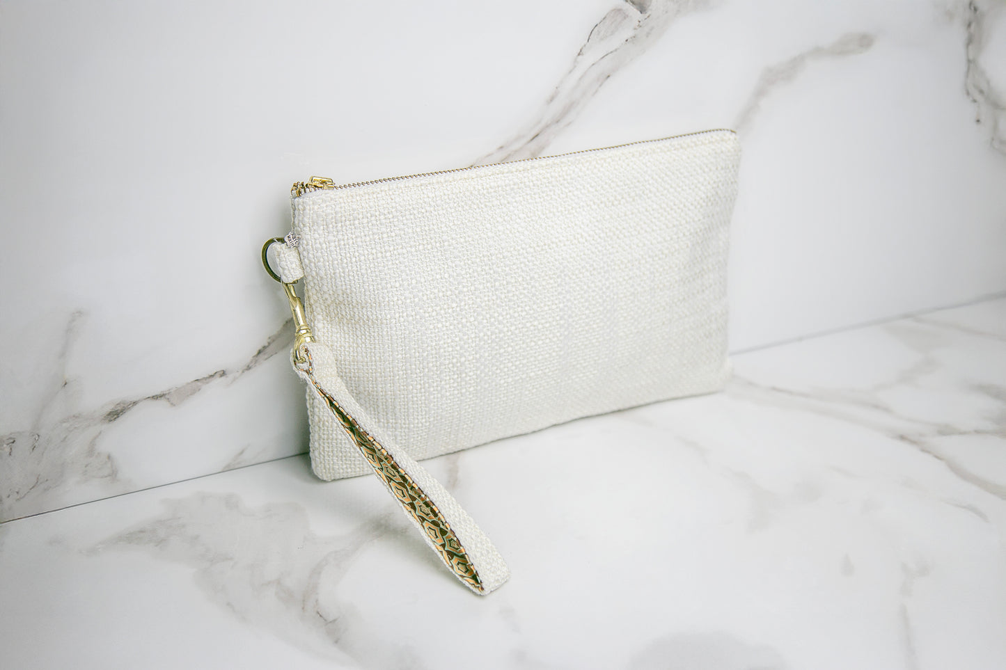 Pochette poignée amovible | Texture Blanche