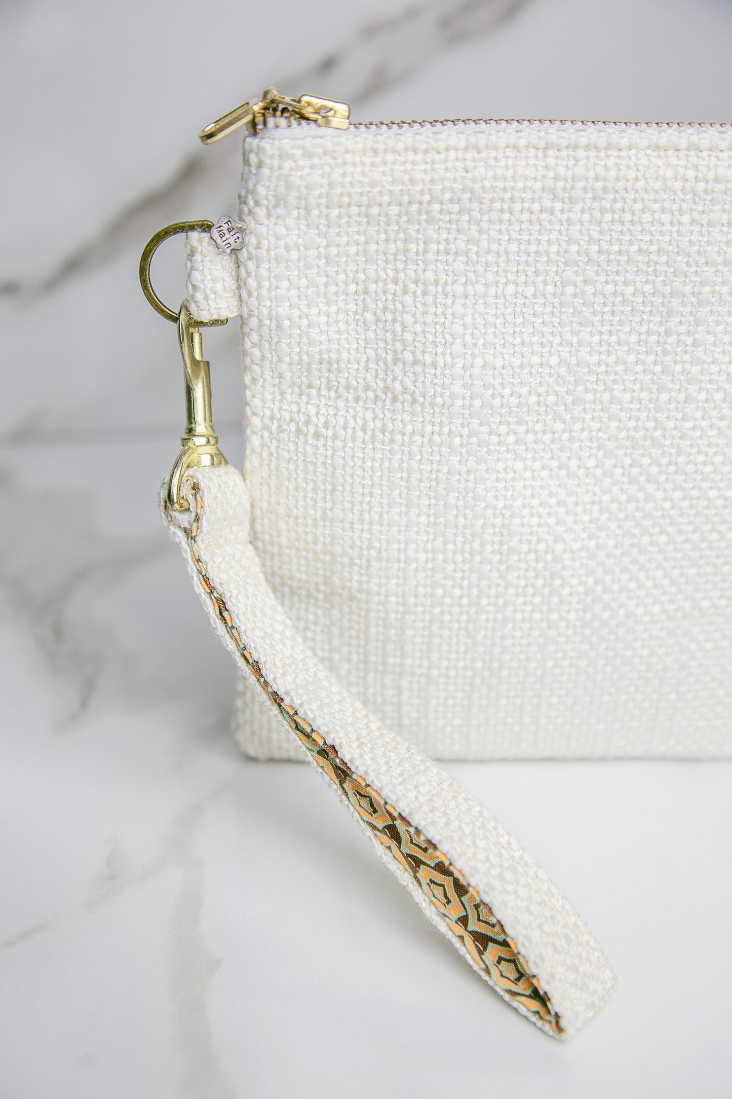 Pochette poignée amovible | Texture Blanche