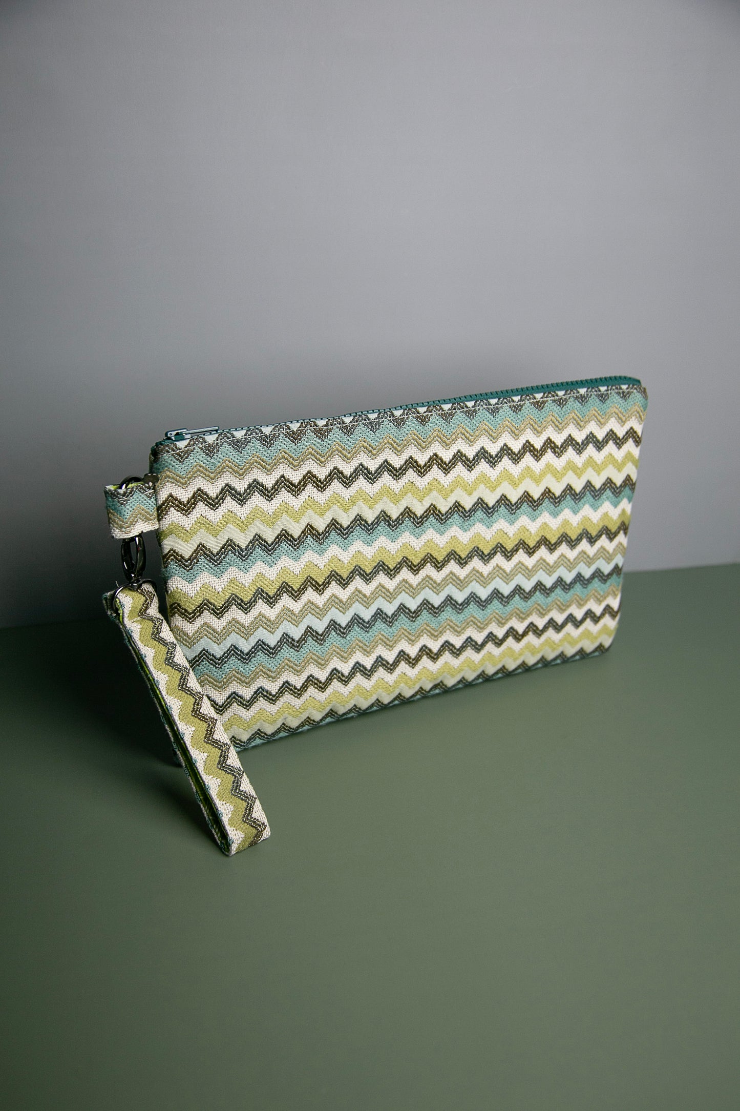 Pochette poignée amovible | Jacquard chevrons