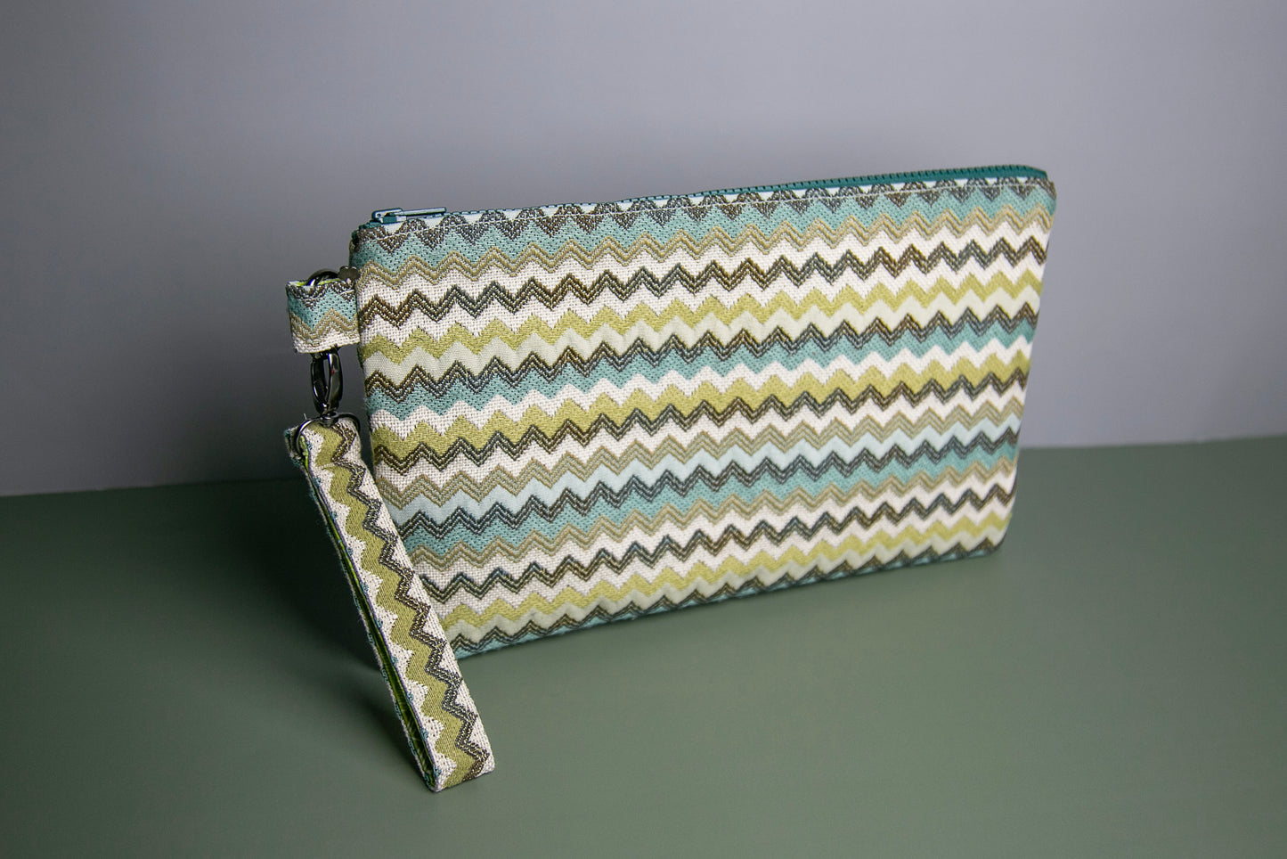 Pochette poignée amovible | Jacquard chevrons