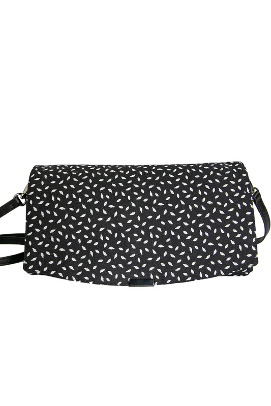 Pochette sangle amovible | Feuilles blanches