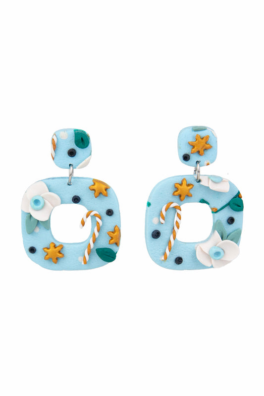 Boucles d'oreilles | Squircles - Noël Bleu