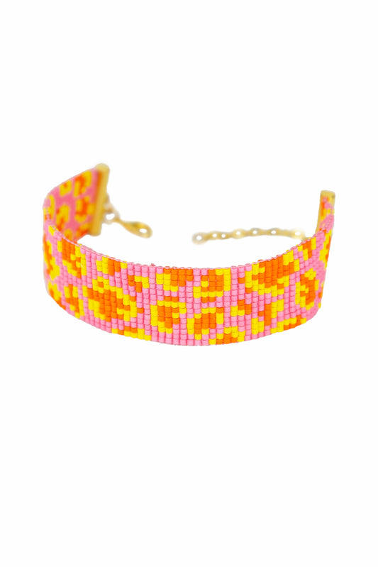Bracelet | Miyuki - Motif léopard rose