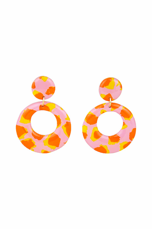 Boucles d'oreilles | Ronds - Motif léopard rose