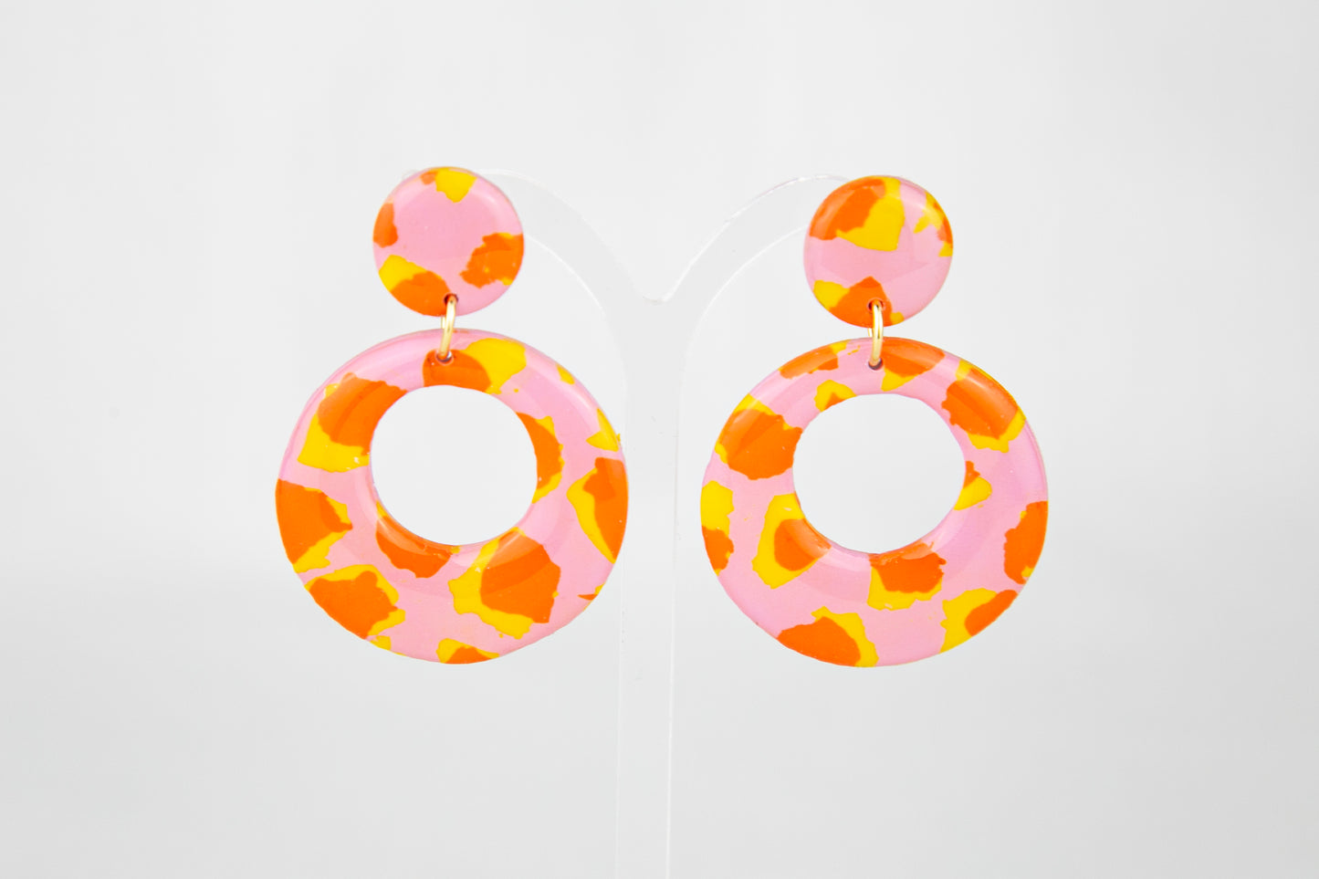Boucles d'oreilles | Ronds - Motif léopard rose