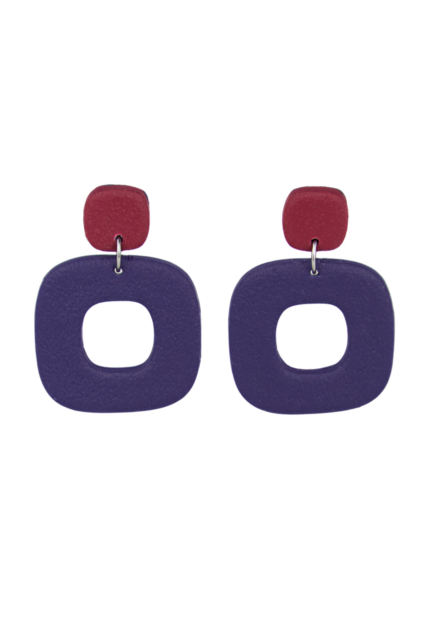 Boucles d'oreilles | Squircles - Color Block Bleu/Vin