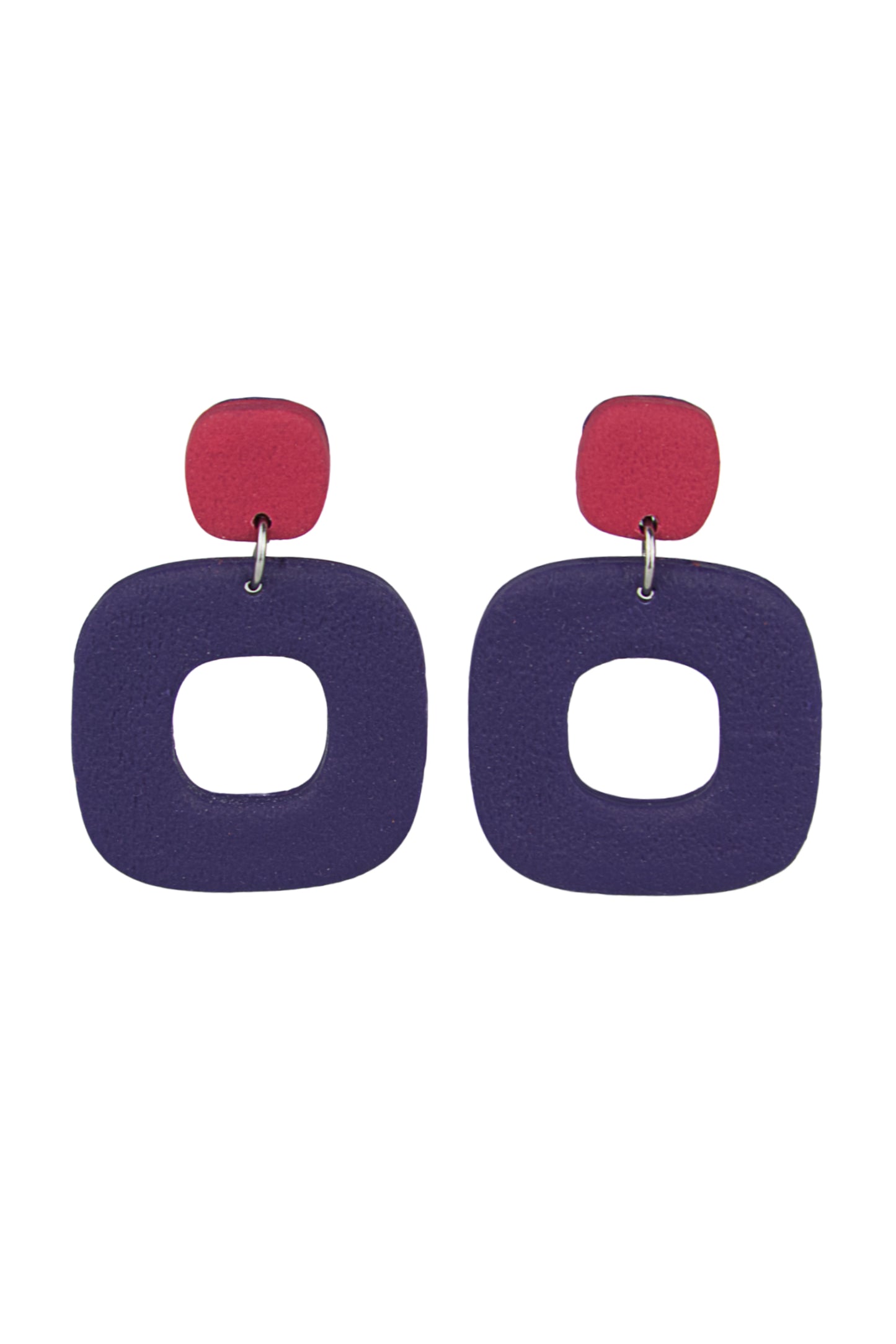 Boucles d'oreilles | Squircles - Color Block Bleu/Rose