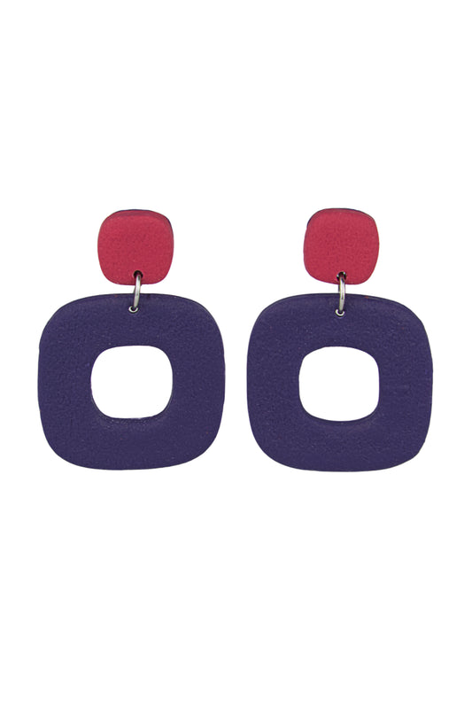 Boucles d'oreilles | Squircles - Color Block Bleu/Rose
