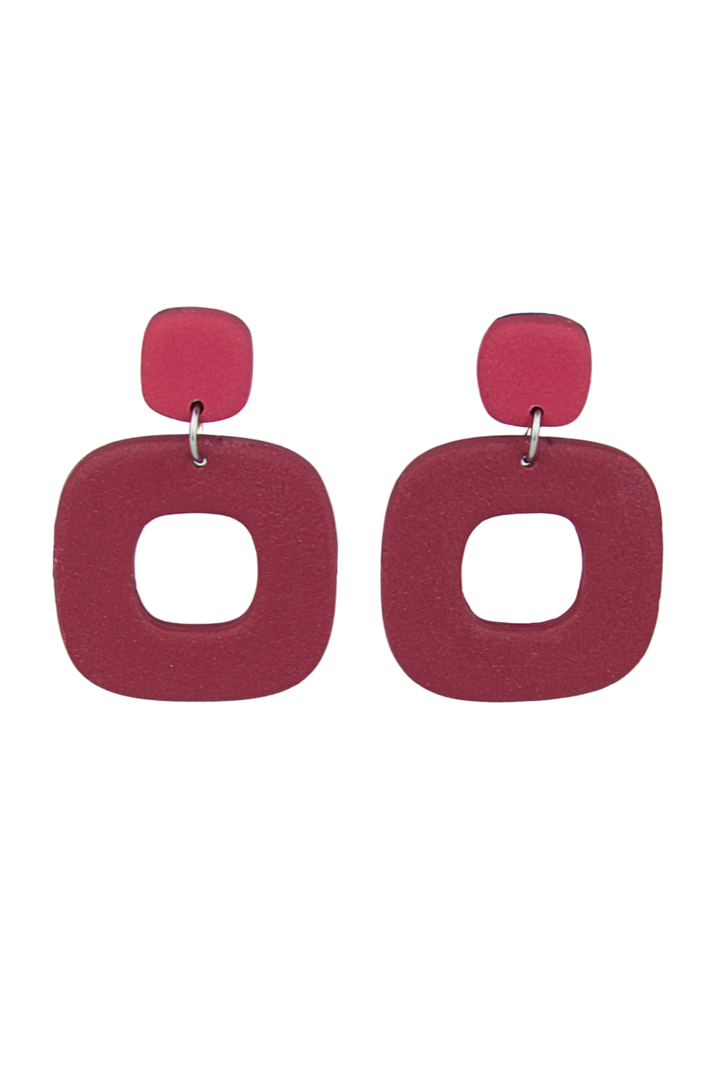 Boucles d'oreilles | Squircles - Color Block Vin/Rose