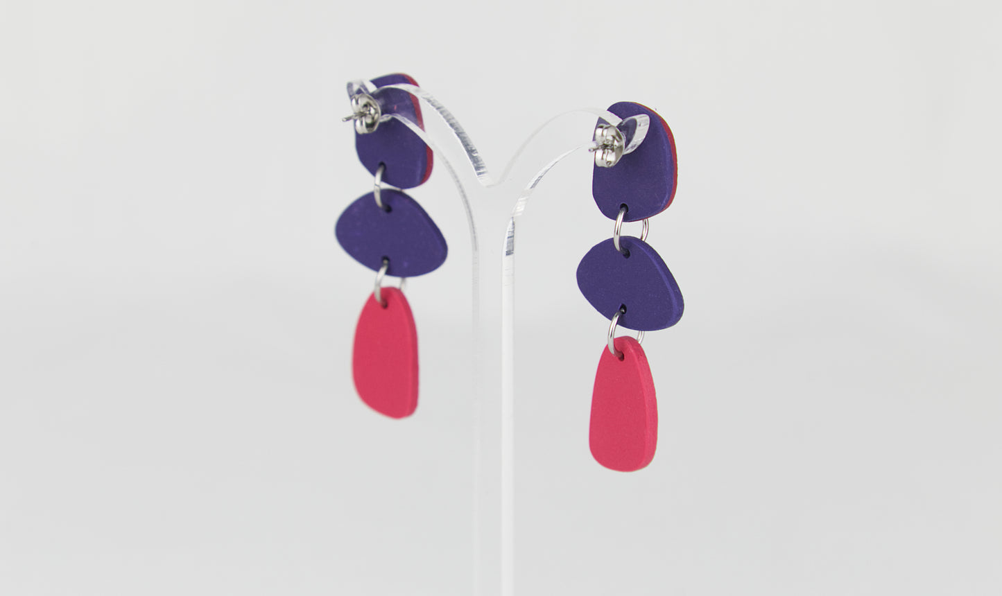 Boucles d'oreilles | Pendants - Color Block Vin/Rose/Bleu