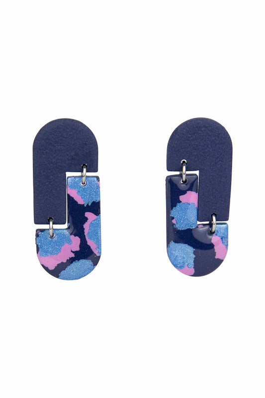 Boucles d'oreilles | Balances - Motif léopard bleu