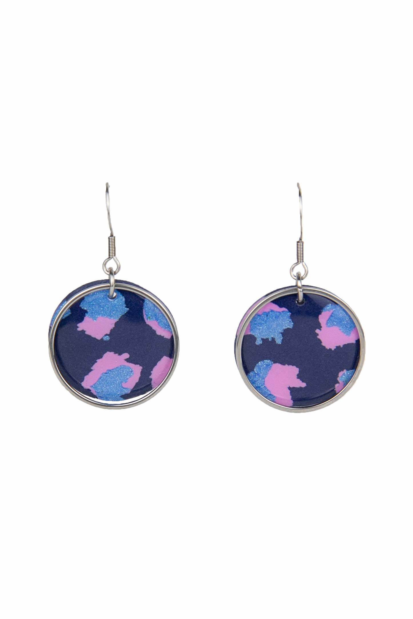 Boucles d'oreilles | Ronds - Motif léopard bleu