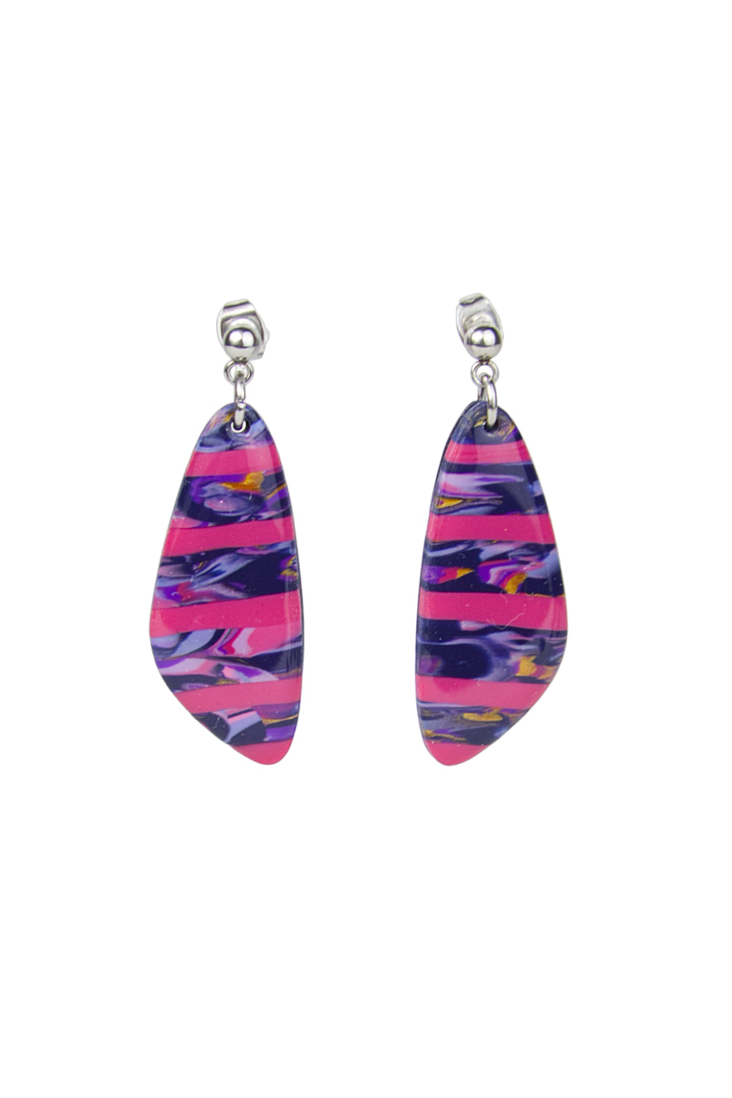 Boucles d'oreilles | Triangles -  Rayures roses
