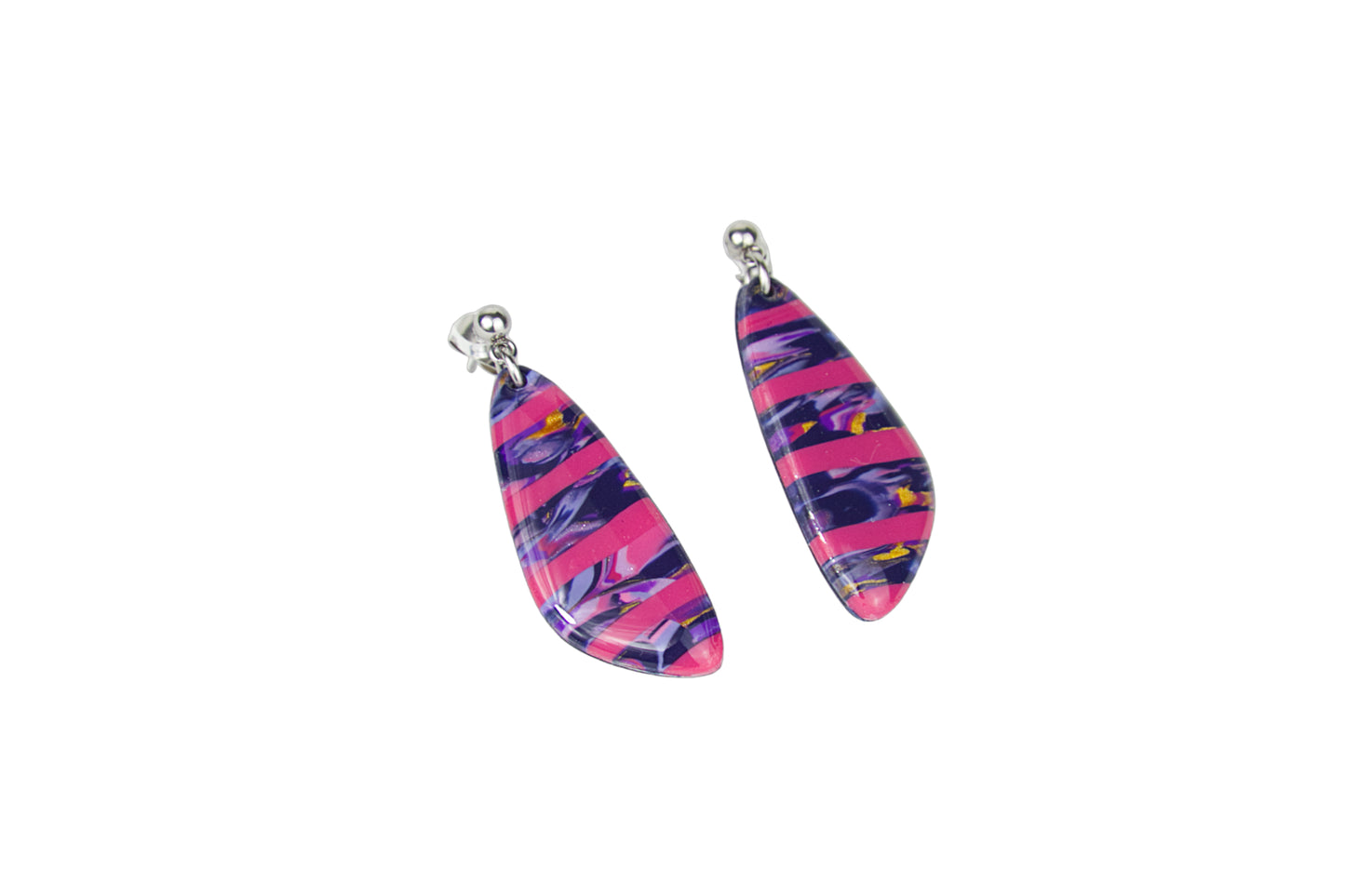 Boucles d'oreilles | Triangles -  Rayures roses
