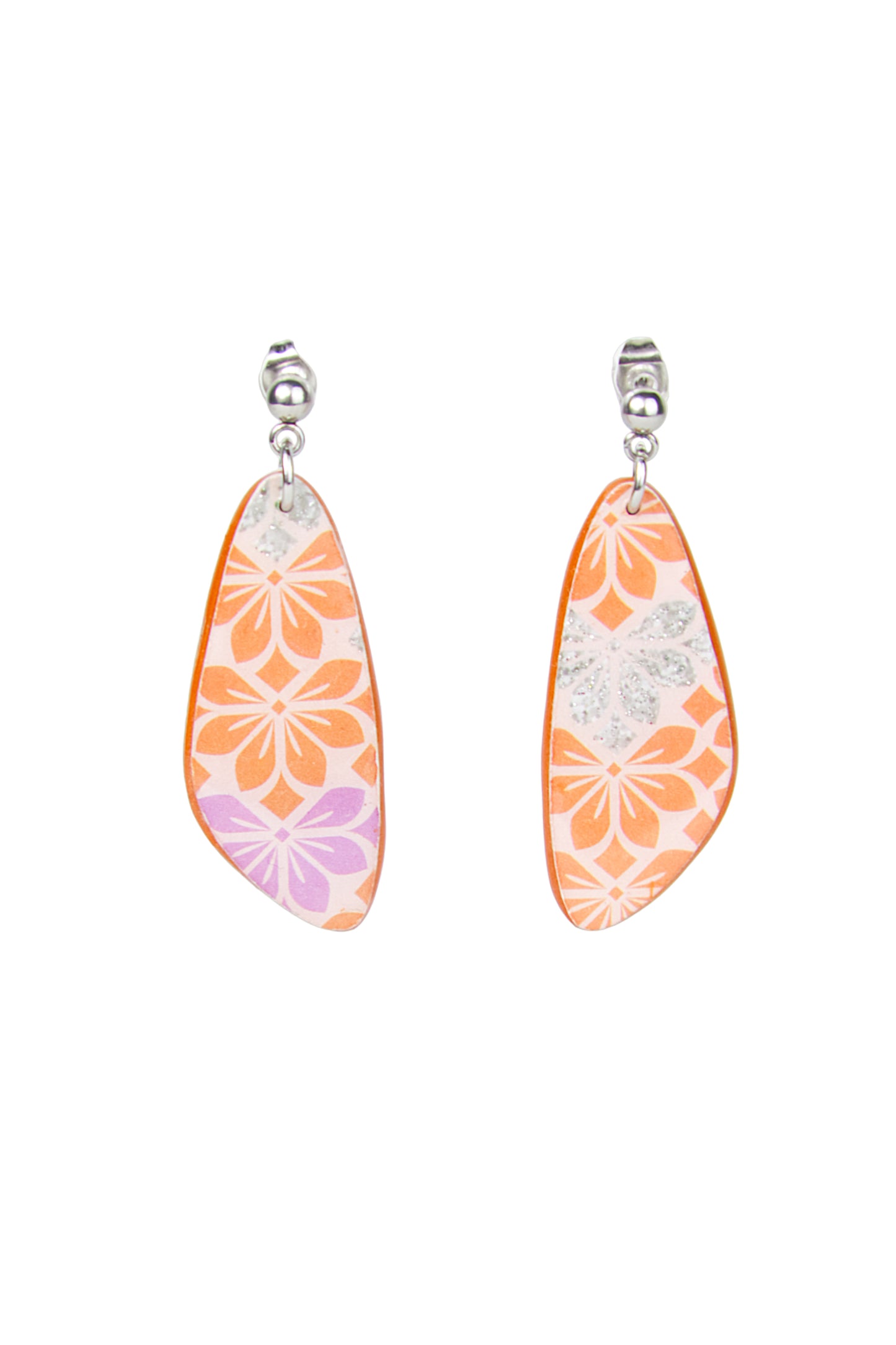 Boucles d'oreilles | Triangles -  Fleurs rétro