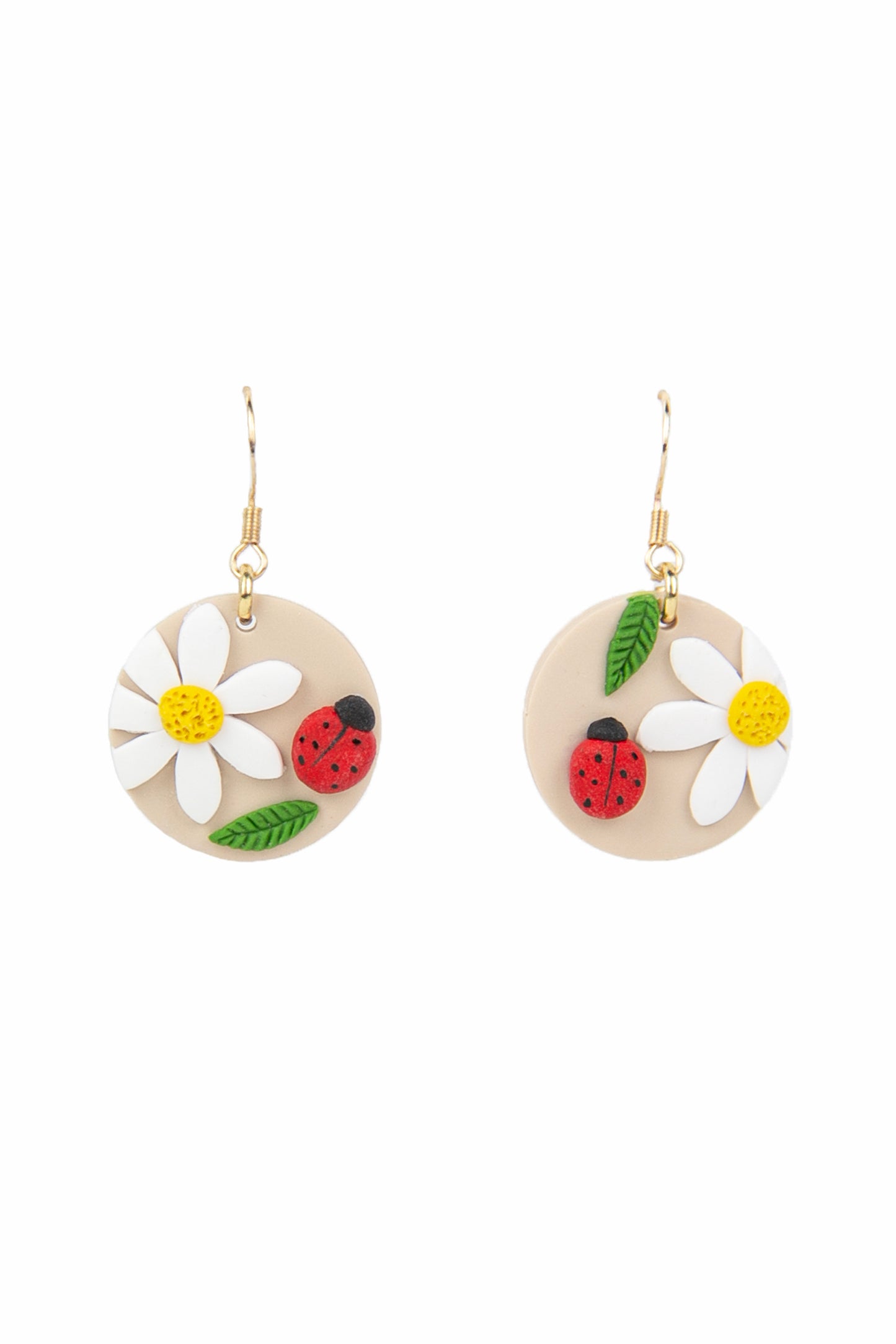 Boucles d'oreilles | Ronds - Marguerites et Coccinelles