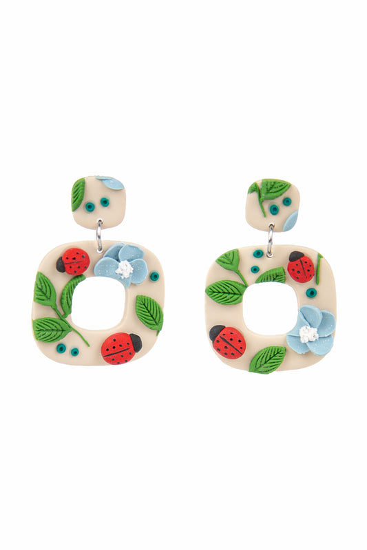 Boucles d'oreilles | Squircles - Myosotis et Coccinelles