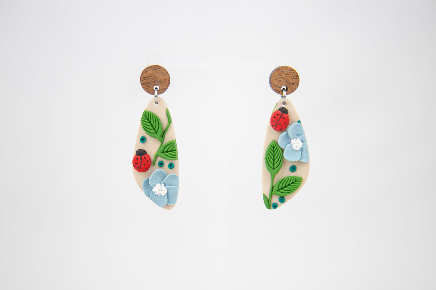 Boucles d'oreilles | Triangles - Myosotis et Coccinelles
