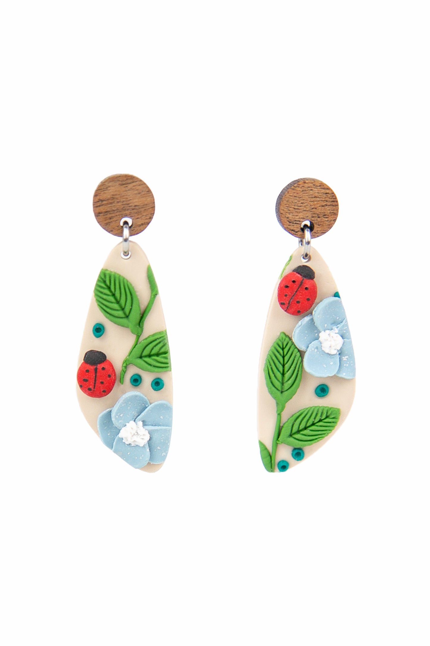 Boucles d'oreilles | Triangles - Myosotis et Coccinelles